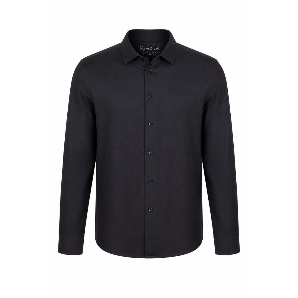 Porter & Ash Mens XL Black Rayon Button Front Shirt Long Sleeve Hidden Placket